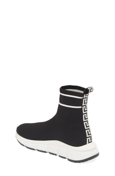 Shop Versace Trigreca High Top Sock Sneaker In Black White