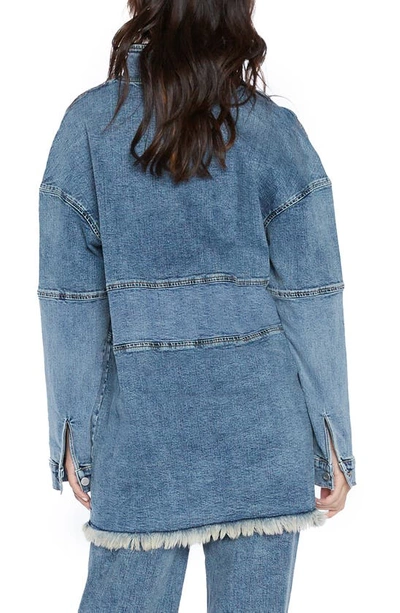 Wash Lab Denim Popover Denim Shirt Jacket In South Blue