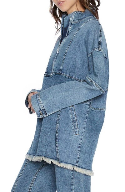 Wash Lab Denim Popover Denim Shirt Jacket In South Blue