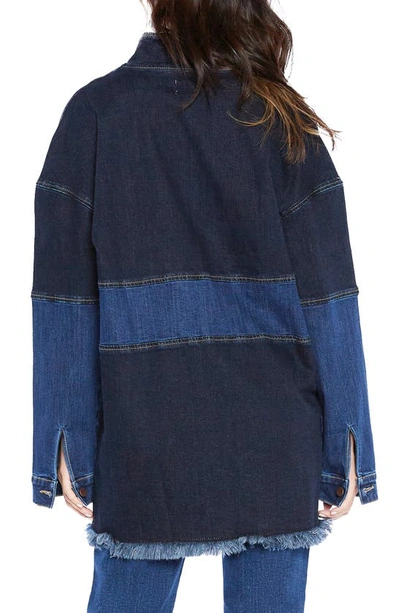 Shop Wash Lab Denim Popover Denim Shirt Jacket In Brooklyn Blue