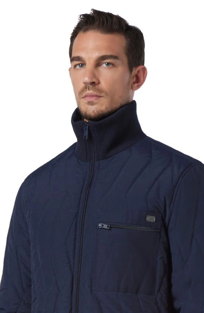 Andrew Marc Floyd Nylon Zig Zag Quilted Full Zip Bomber Jacket In Ink