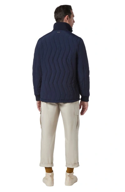 Andrew Marc Floyd Nylon Zig Zag Quilted Full Zip Bomber Jacket In Ink