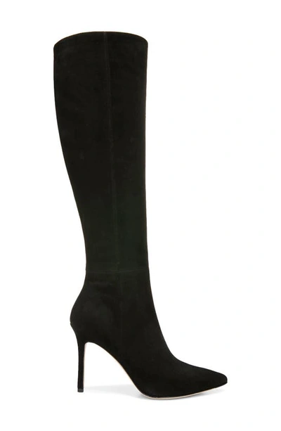 Veronica Beard Lisa Suede Stiletto Wide-calf Knee Boots In Black Suede
