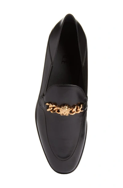 Shop Versace Medusa Chain Loafer In Black- Gold