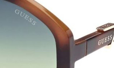 Shop Guess 58mm Gradient Lens Geometric Sunglasses In Blonde Havana / Gradient Green