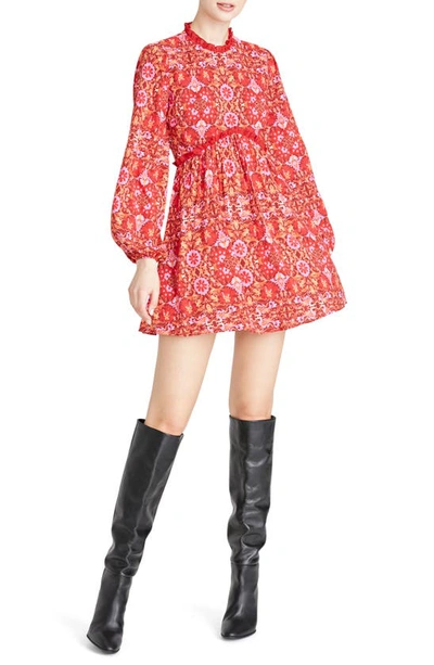 Shop Amur Codi Floral Long Sleeve Minidress In Rosewood Kaleidoscope Paisley