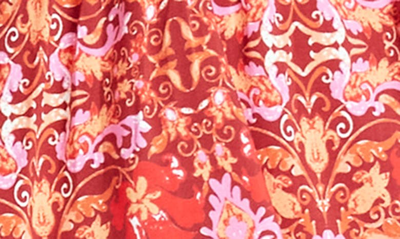Shop Amur Codi Floral Long Sleeve Minidress In Rosewood Kaleidoscope Paisley