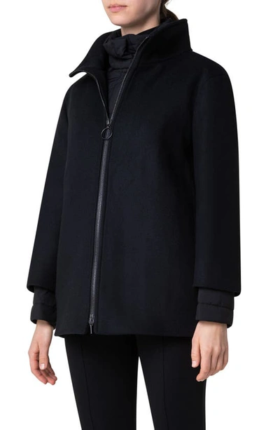 Akris Punto Felted Wool Car Coat In 009 Black