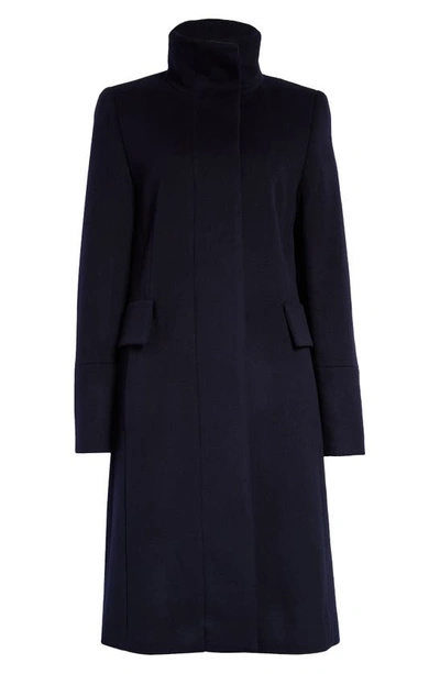 Shop Akris Punto Stand Collar Wool Blend Fleece Coat In 079 Navy