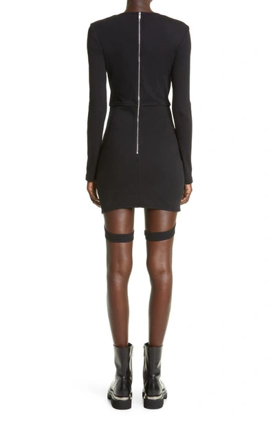 Shop Dion Lee Long Sleeve Organic Cotton Rib Corset Dress In Black