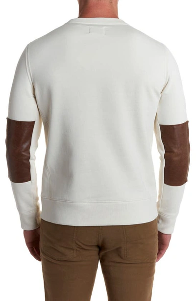 Billy Reid Dover Crewneck Sweatshirt With Leather Elbow Patches In Natural