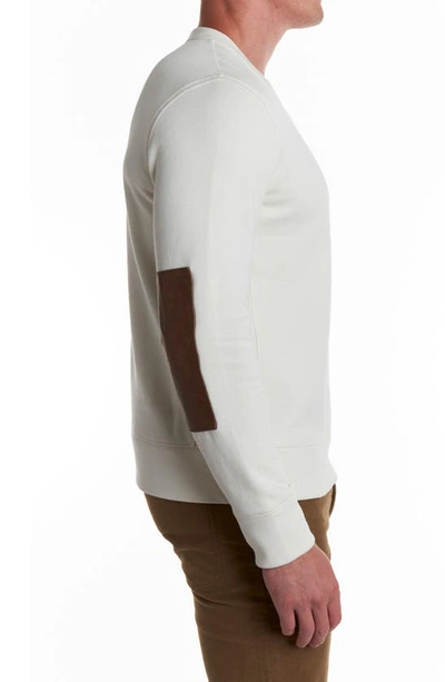 Billy Reid Dover Crewneck Sweatshirt With Leather Elbow Patches In Natural