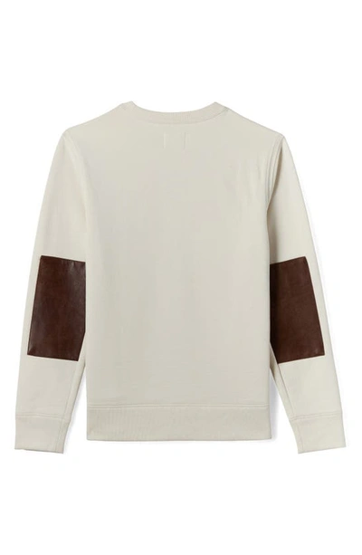 Shop Billy Reid Dover Crewneck Sweatshirt With Leather Elbow Patches In Natural