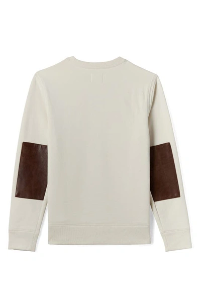Billy Reid Dover Crewneck Sweatshirt With Leather Elbow Patches In Natural