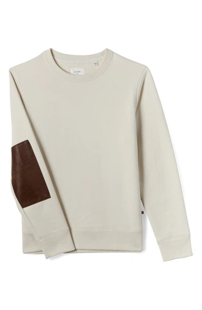 Billy Reid Dover Crewneck Sweatshirt With Leather Elbow Patches In Natural