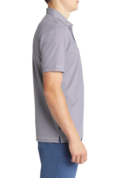 Mizzen + Main Versa Stripe Performance Golf Polo In Navy Light Blue Stripe