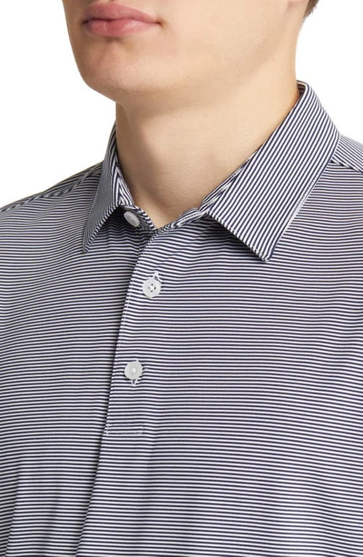 Mizzen + Main Versa Stripe Performance Golf Polo In Navy Light Blue Stripe