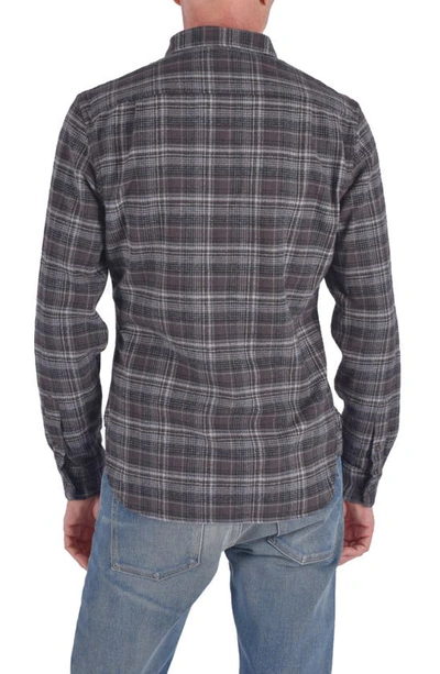 Shop Kato The Ripper Plaid Organic Cotton Flannel Button-up Shirt In Charcoal Black
