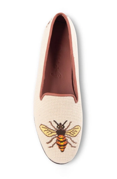 Shop Bypaige Needlepoint Bee Flat In Tan