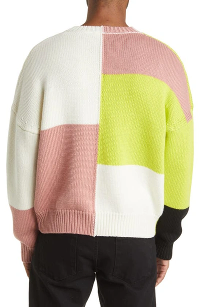 Shop Frame Gender Inclusive Colorblock Merino Wool Sweater In Flash Lime Multi