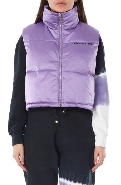 Elevenparis Water Resistant Crop Puffer Vest In Purple Rain | ModeSens