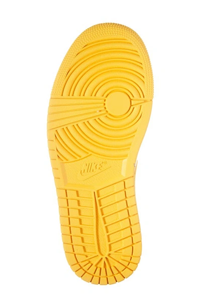 Jordan Women's Air  1 Mid Shoes In White/ University Gold/ White