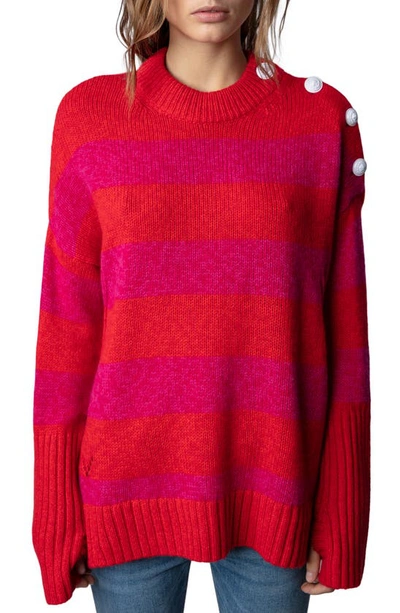Shop Zadig & Voltaire Malta Stripe Cashmere Sweater In Japon