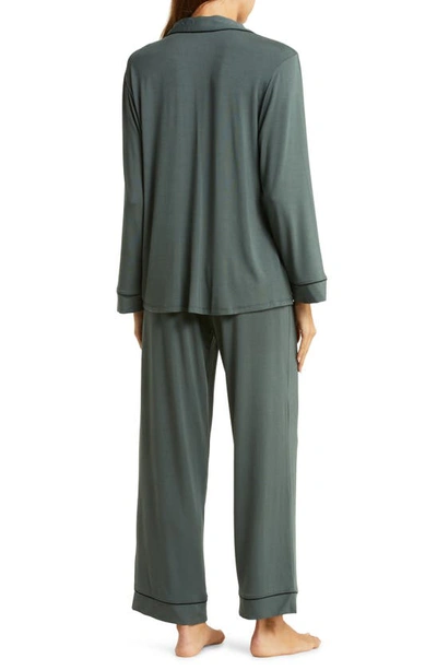 Shop Eberjey Gisele Jersey Knit Pajamas In Kelp/ Black