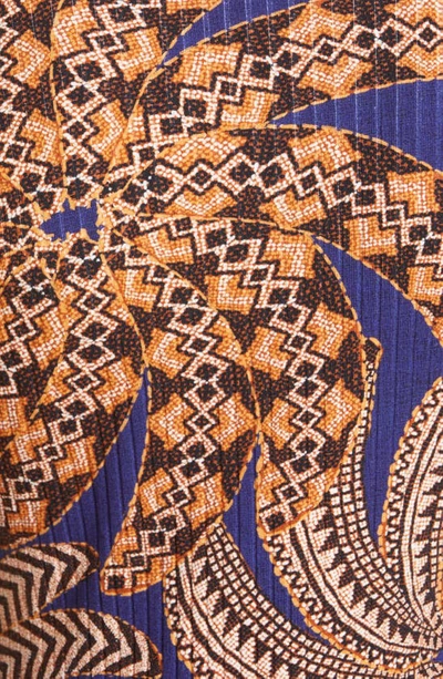 Shop Farm Rio Yawanawa Vanahu Banana Print Mock Neck Stretch Organic Cotton Bodysuit In Yawanawa Vanahu Navy Blue