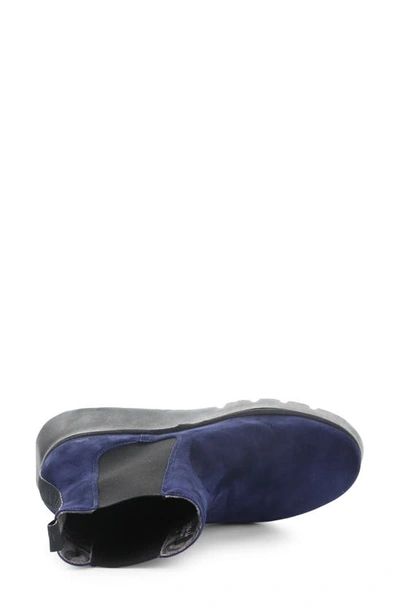 Shop Fly London Paty Wedge Chelsea Boot In 004 Navy Kid Suede