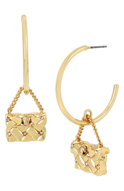 Shop Kurt Geiger London Purse Hoop Earrings In Crystal