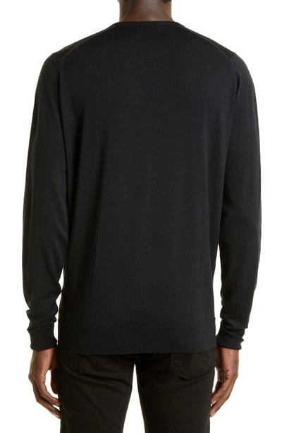 Shop John Smedley Marcus Virgin Wool Crewneck Sweater In Black