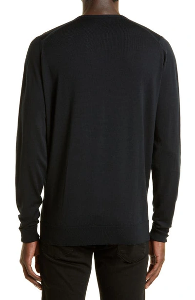 John Smedley Marcus Crewneck Virgin Wool Sweater In Black
