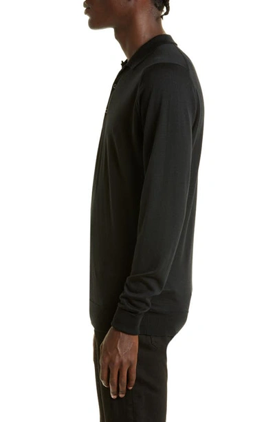 Shop John Smedley Cotswold Wool Polo Sweater In Black