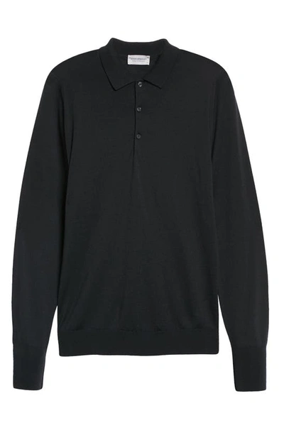 Shop John Smedley Cotswold Wool Polo Sweater In Black