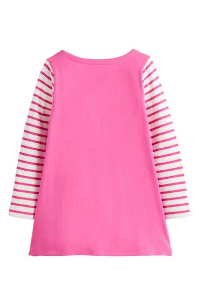 Mini Boden Kids' Appliqué Cotton Knit Dress In Tickled Pink Scientist