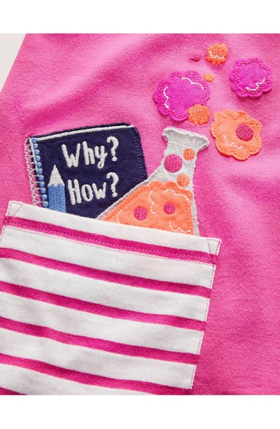 Mini Boden Kids' Appliqué Cotton Knit Dress In Tickled Pink Scientist