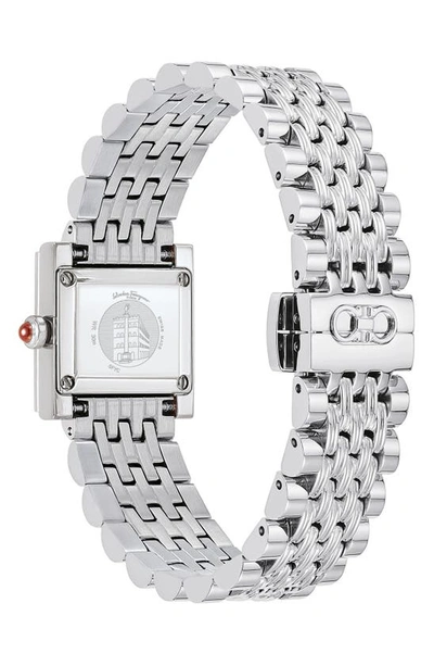 Shop Ferragamo Square Bracelet Watch, 19mm X 19mm In Stainless Steel