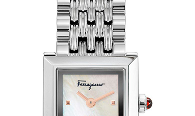 Shop Ferragamo Square Bracelet Watch, 19mm X 19mm In Stainless Steel