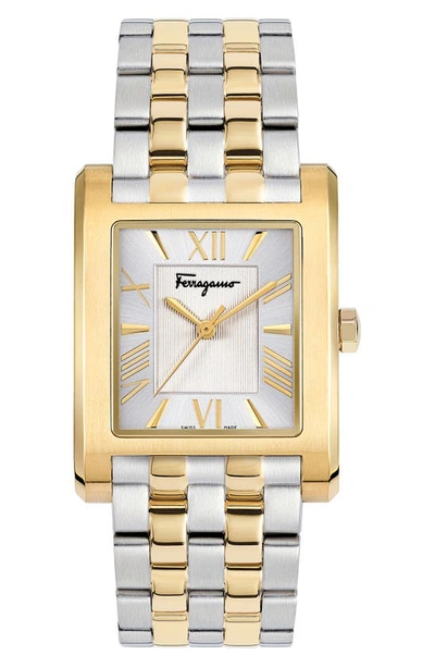 Shop Ferragamo Lace Bracelet Watch, 20mm X 25mm In Yellow Gold/ Stainless Steel