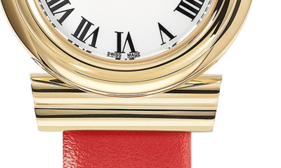 Shop Ferragamo Gancini Leather Strap Watch, 41mm In Ip Yellow Gold