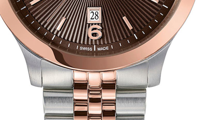 Shop Ferragamo Duo Moon Phase Bracelet Watch, 28mm In Rose Gold/ Stainless Steel