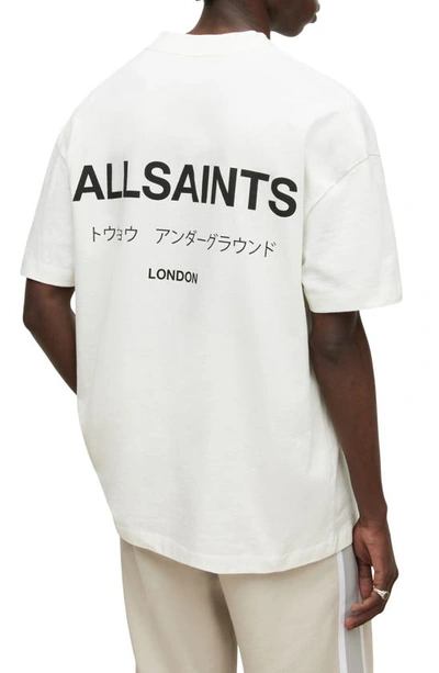 Shop Allsaints Underground Oversize Organic Cotton Graphic T-shirt In Ashen White