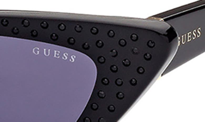 Shop Guess 54mm Cat Eye Sunglasses In Shiny Black / Smoke