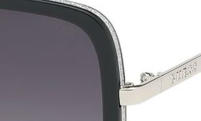 Shop Guess 56mm Gradient Lens Geometric Sunglasses In Shiny Black / Gradient Smoke