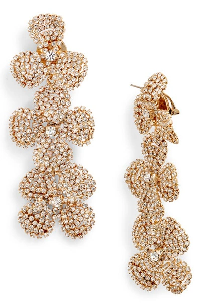 Shop Rosantica Spiga Roseclip-on Earrings In Gold Clear Crystals