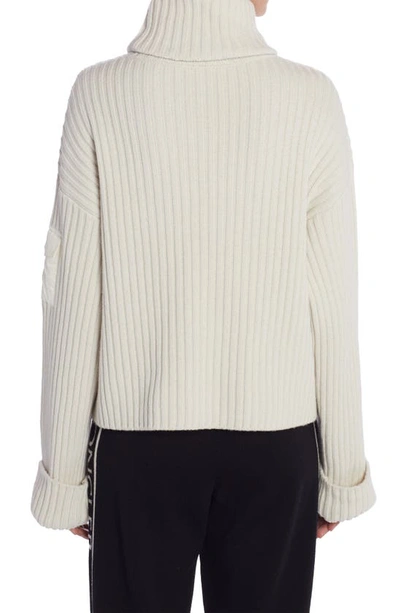 Moncler Shell-trimmed Ribbed Wool Turtleneck Sweater In White