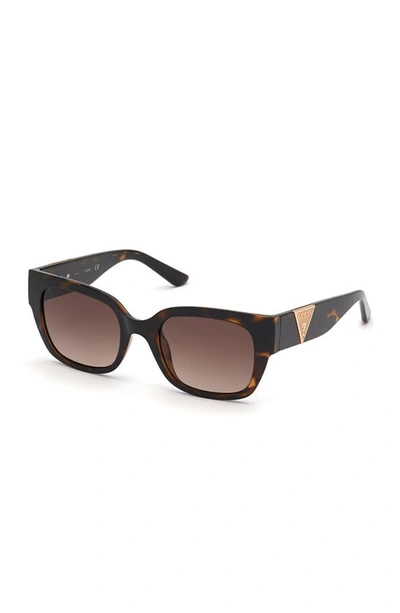 Shop Guess 53mm Gradient Lens Square Sunglasses In Dark Havana / Gradient Brown