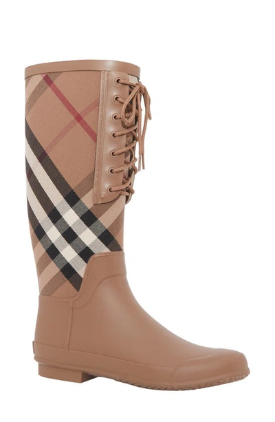 Burberry Simeon Check Waterproof Rain Boot In Brown | ModeSens