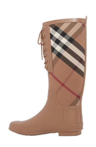 Shop Burberry Simeon Check Waterproof Rain Boot In Birch Brown Ip Chk